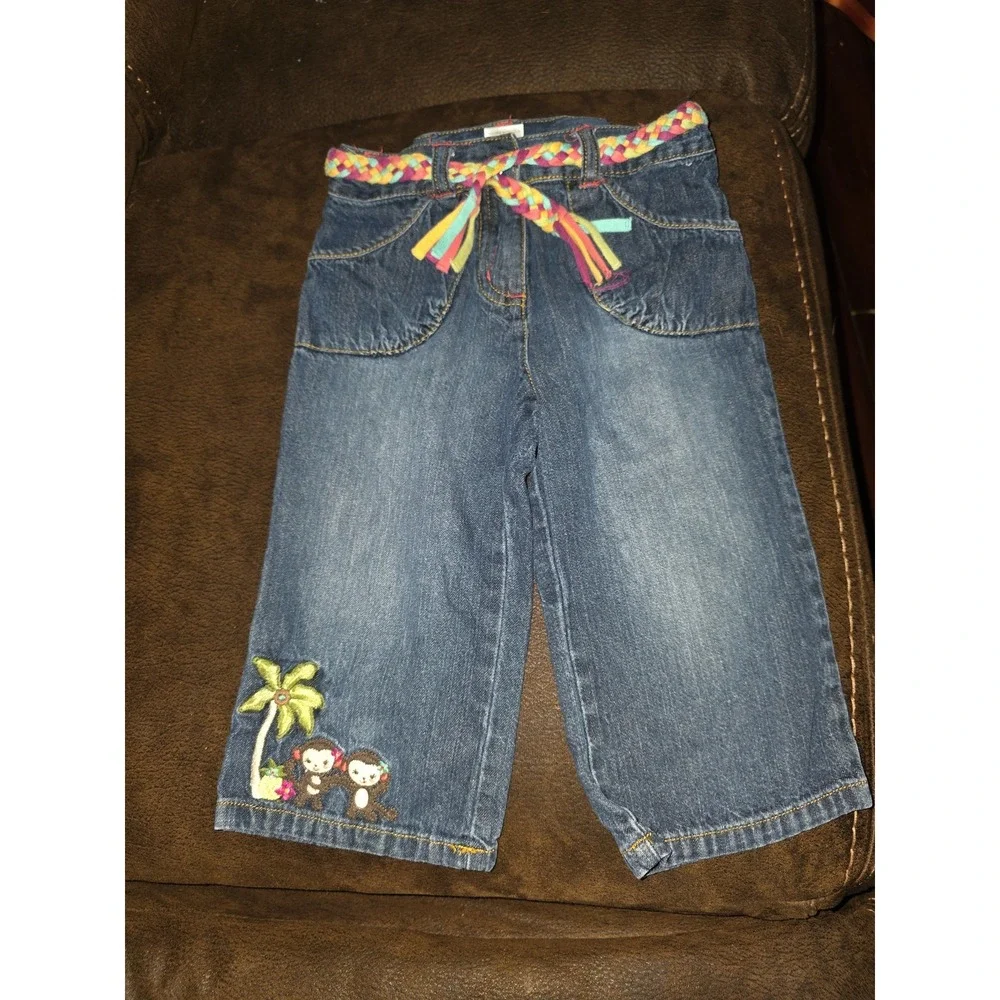 Gymboree jungle gem capris‎ lot of 2 size 4t monkeys floral